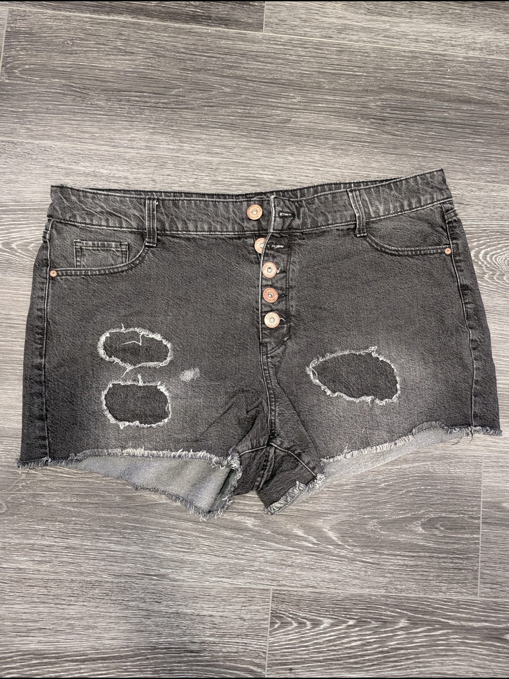 Women's Distressed Black Denim Shorts